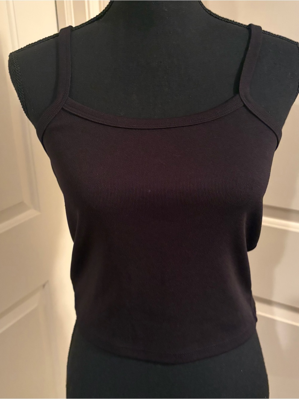 Classic Black Ribbed Tank Top with Slim Straps